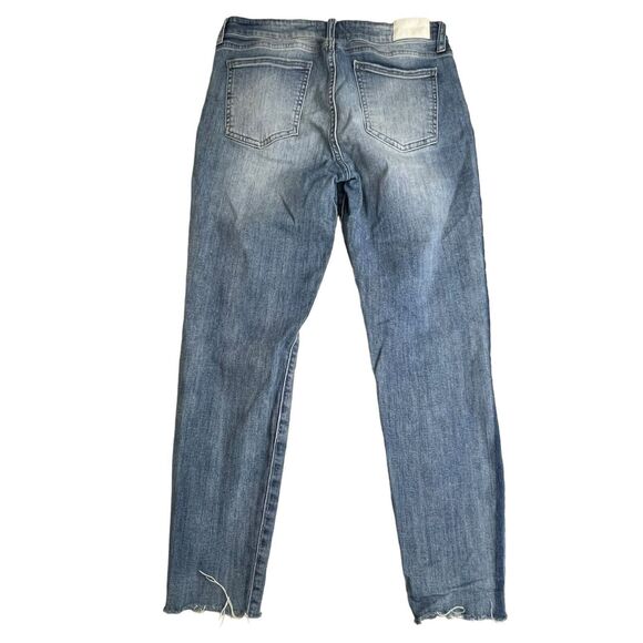 Pistola Womens Medium Wash Mid Rise Distressed Raw Hem Skinny Jeans 32 - Picture 3 of 8